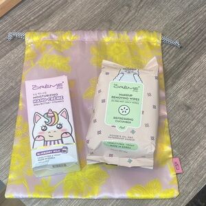 The Creme Shop Milk Hand Crème and Cucumber Makeup Remover Wipes with Bag